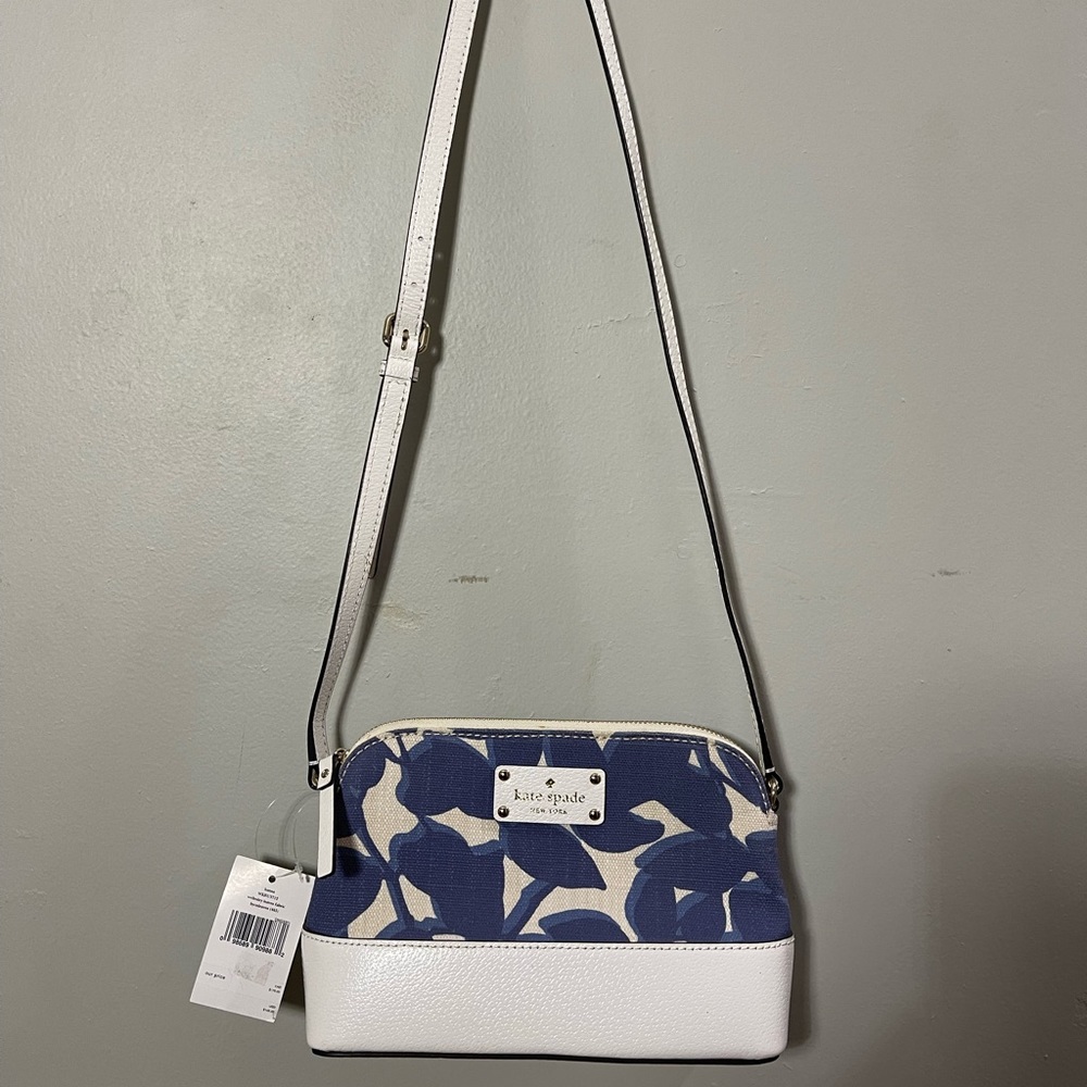 Kate Spade Hanna Handbag, Small, White/Champagne/Blue Floral